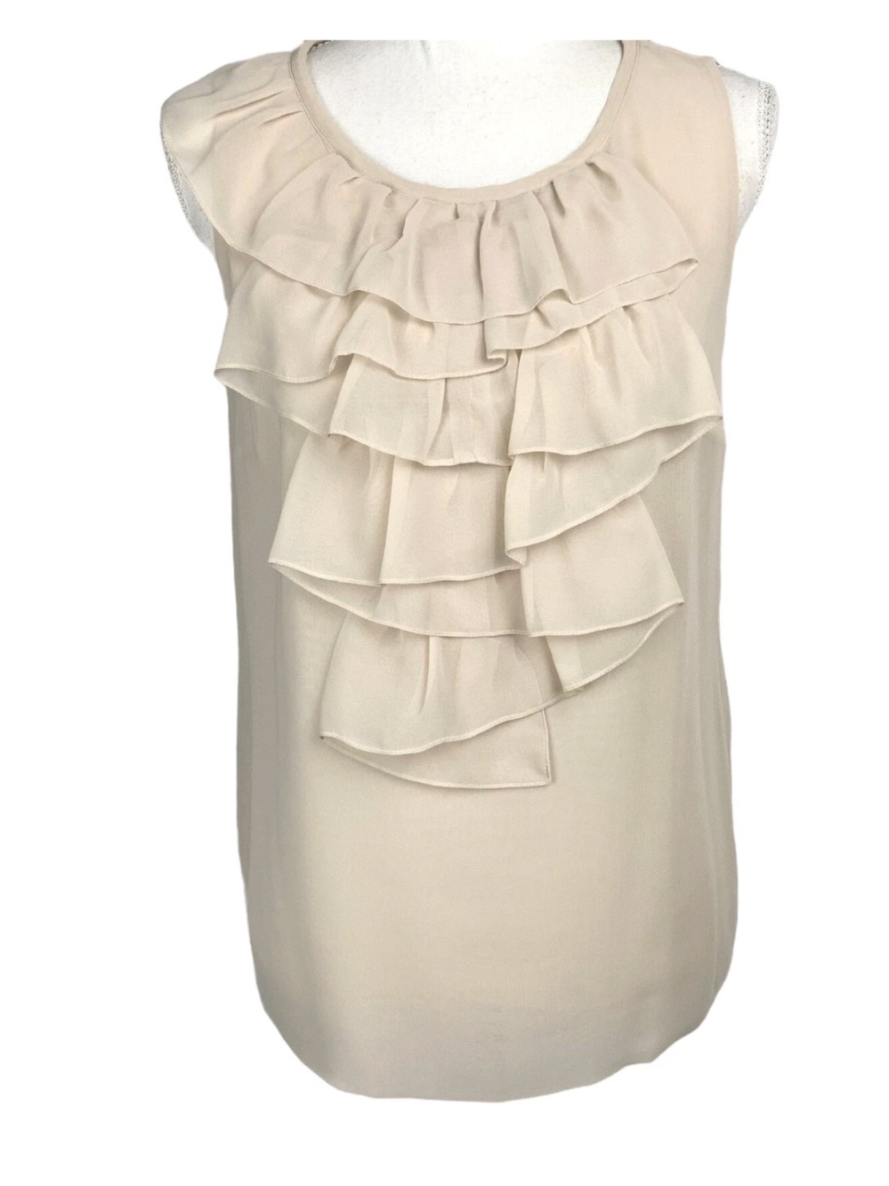 CAbi Cream Ruffle La Femme Sleeveless Camisole Blouse